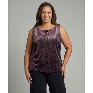 Carole Little Women's Purple textured  Tank Top sleveeless Size :14